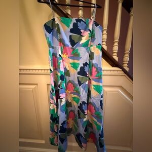 GAP Spaghetti Strap Dress with Blue and Green Floral Pattern